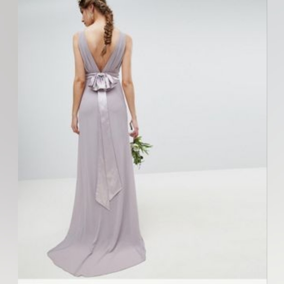 NEW TFNC Bow Back Dress in lavender gray - Picture 2 of 8